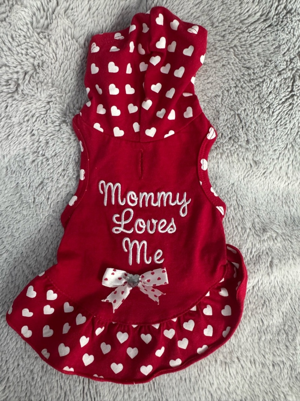 Red Heart Hoodie Pet Dress - "Mommy Loves Me"